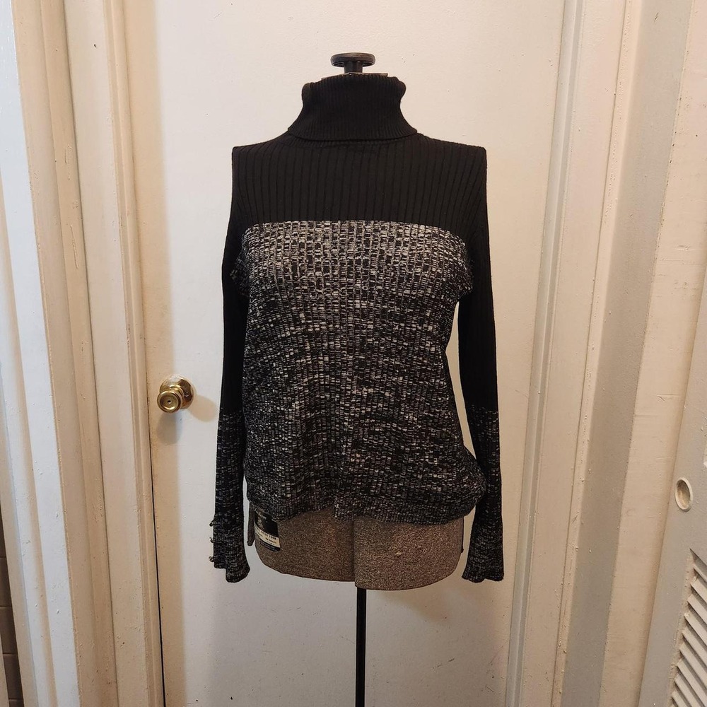 Retrology Black & Gray Marled Turtleneck Sweater – Size M/M